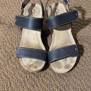 Clarks Black Double-Strap Sandals